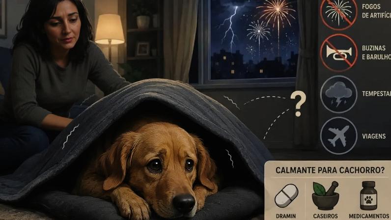 Calmantes para cães em fogos ou viagens: Dramin e soluções caseiras funcionam?