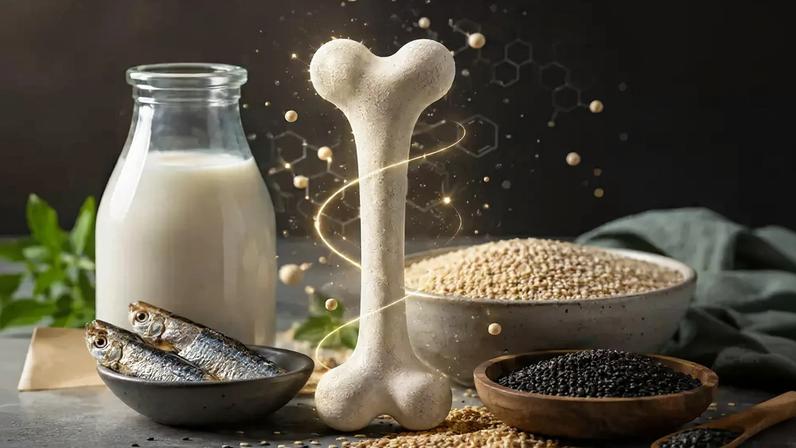 Imagem produzida por IA revelando os alimentos ricos em cálcio