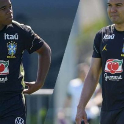 Endrick e Casemiro participam juntos do último treino da seleção antes do amistoso