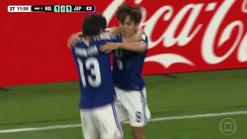 Keito Nakamura marca gol aos 11 minutos do 2º tempo contra a Holanda