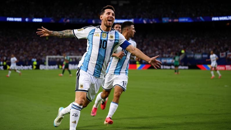 Scaloni se emociona ao cumprimentar Messi após vitória da Argentina contra a Argélia — Foto: Tom Weller/picture alliance via Getty Images