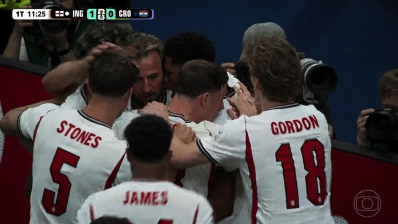 Aos 11 min do 1º tempo - gol de pênalti de Harry Kane da Inglaterra contra a Croácia