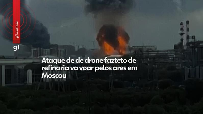 Ataque de drone faz teto de refinaria voar pelos ares em Moscou