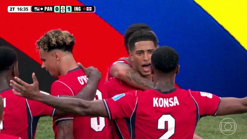 Aos 16 min do 2º tempo - gol de dentro da área de Bellingham da Inglaterra contra o Panamá