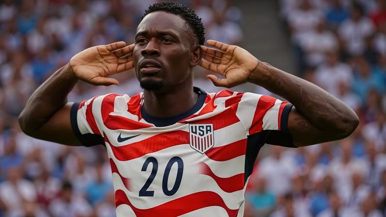 Folarin Balogun com a camisa 20 dos Estados Unidos (Photo by Aric Becker / AFP)