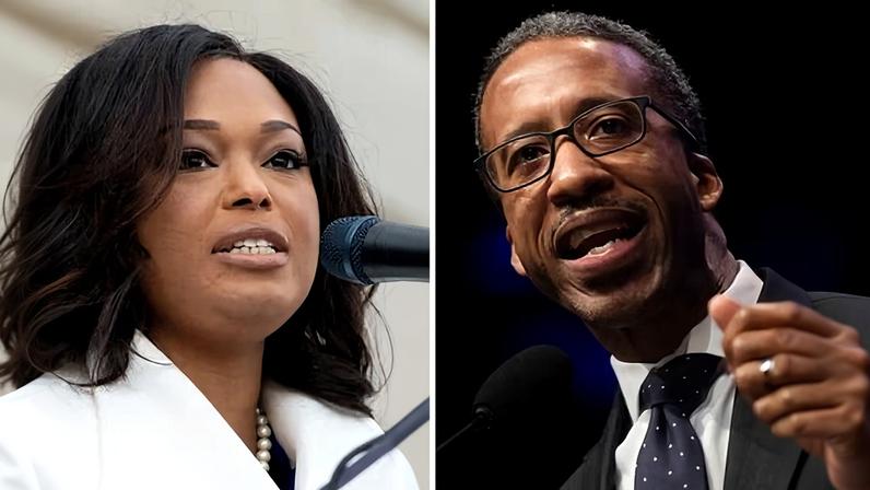 DC mayoral frontrunner candidates Janeese Lewis George, left, and Kenyan McDuffie.