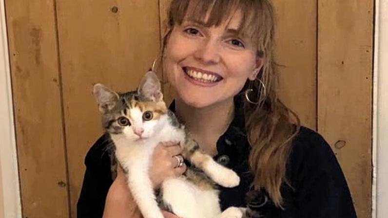 Caroline McEvoy and Mush, ‘the new baby of the family’, in July 2021.