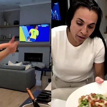 Marta acompanha jogo do Brasil na Copa ao lado da esposa; momento viraliza