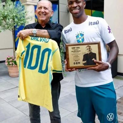 Antes de Brasil x Japão, Galvão Bueno e Vini Jr. celebram gol histórico
