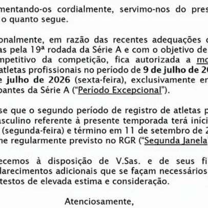 CBF altera cronograma, abre janela para reforços nacionais na Série A