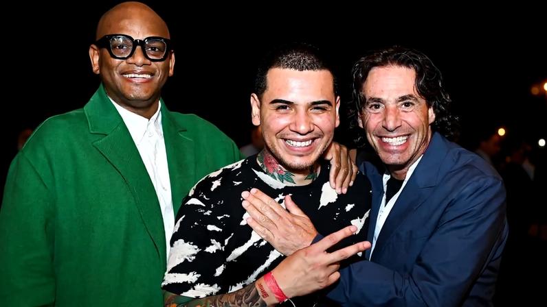 NEW YORK, NEW YORK - SEPTEMBER 06: (L-R) Arthur Lewis, Devon Rodriguez and Adam Leibner attend the after-party for Underground, an immersive pop-up exhibition by portraitist and TikTok sensation Devon Rodriguez, on September 6, 2023, at the Gansevoort Rooftop in New York City. (Photo by Roy Rochlin/Getty Images for United Talent Agency)