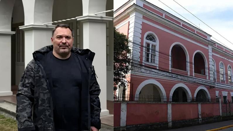 Príncipe Dom Pedro Thiago ao lado do advogado Dr. Fabrizio Bon Vecchio; disputa envolve o histórico Palácio do Grão-Pará, em Petrópolis (RJ)