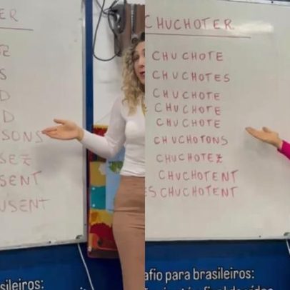 Professora de francês faz sucesso com conjugações que divertem alunos do 5º ano