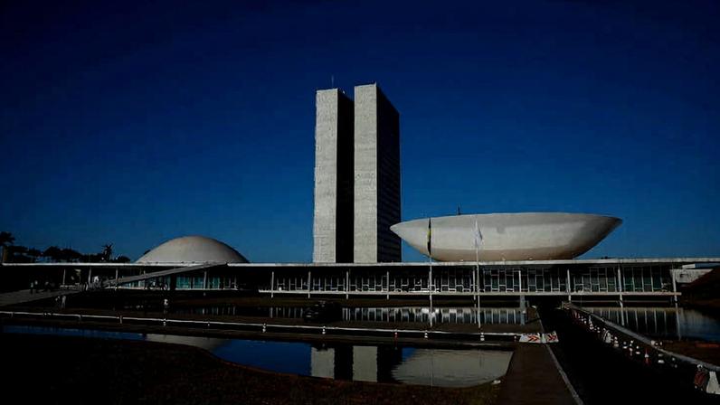 Vista da fachada do Congresso Nacional, em Brasília (DF)