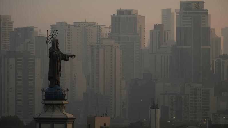 Ar poluído na região central da cidade de São Paulo durante onda de calor registrada em setembro de 2024, quando clima esteve sob influência do El Niño