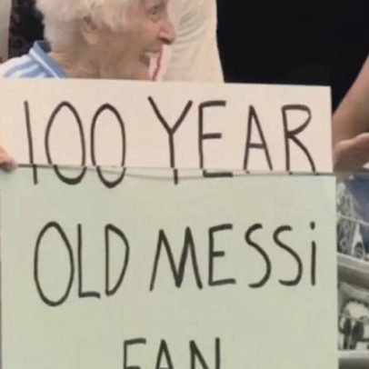 Fã de 100 anos viraliza com cartaz de Messi; conheça a história