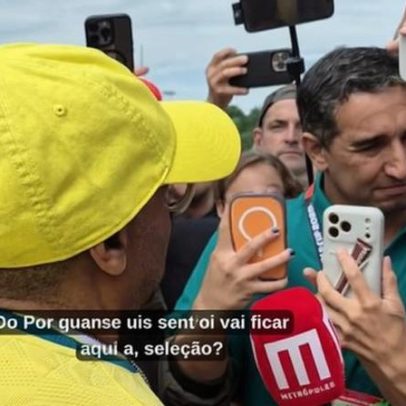 Spike Lee em treino da seleção, mais ligado à NBA do que ao futebol