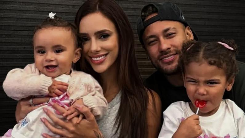 Neymar, Bruna Biancardi e as filhas, Mavie e Mel (Reprodução/Instagram)