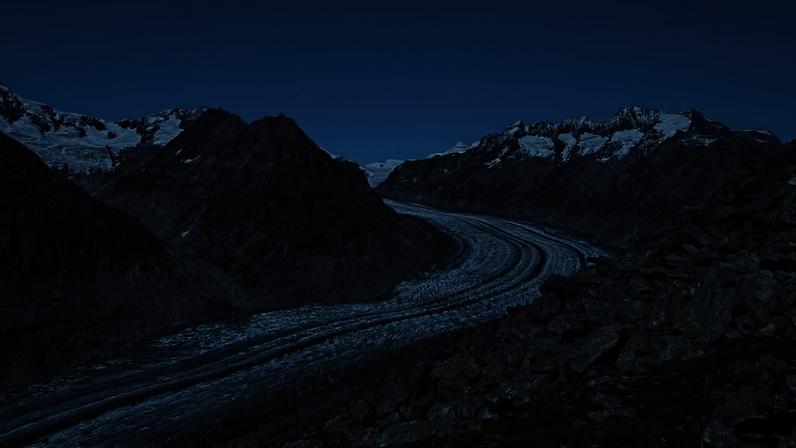 Geleira Aletsch, a maior geleira dos Alpes, vista a partir do mirante de Bettmerhorn