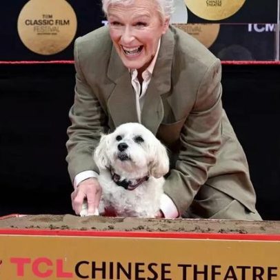 Cachorrinho de Glenn Close rouba a cena em homenagem à atriz em Los Angeles