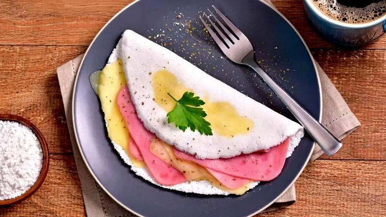 Tapioca de presunto e queijo
