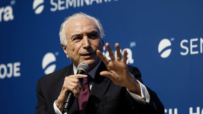 Michel Temer em evento do Esfera, em agosto de 2025