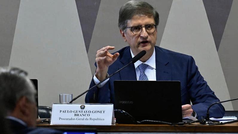 O procurador-geral da República, Paulo Gonet, durante depoimento no Senado