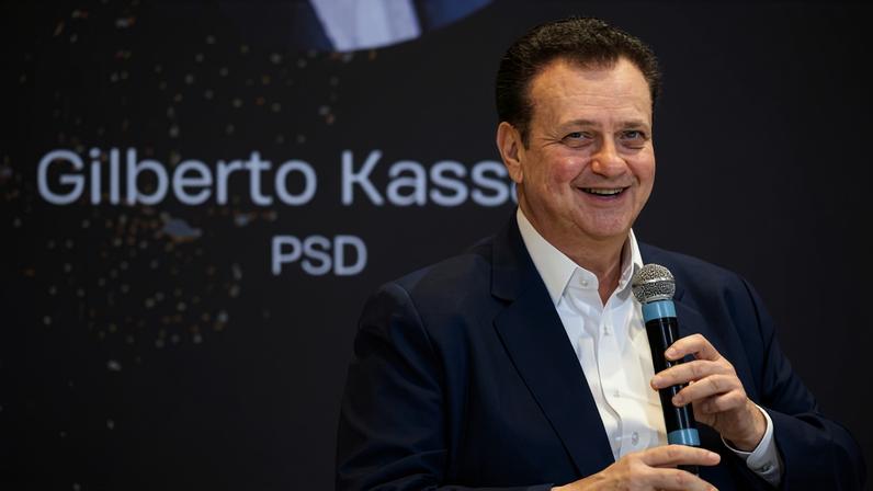 Gilberto Kassab, presidente do PSD, durante evento da AmCham em janeiro de 2026