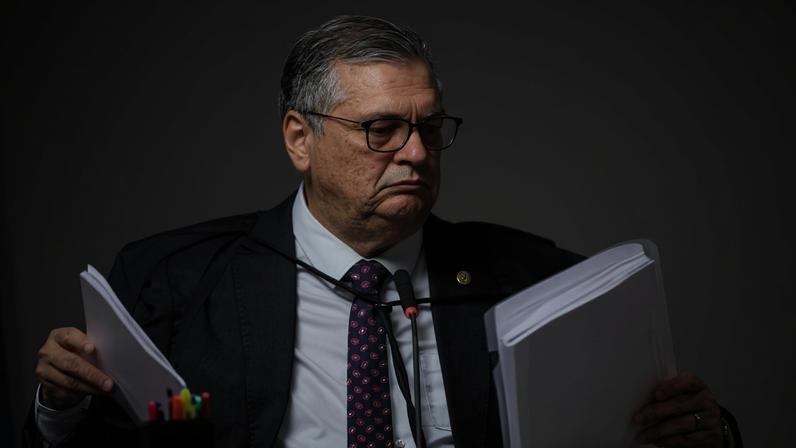 O ministro do Supremo Tribunal Federal (STF), Flávio Dino, durante sessão de julgamento