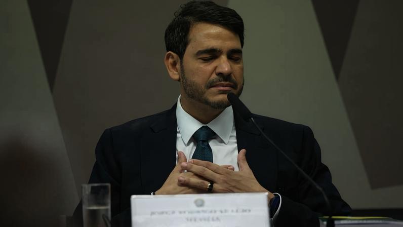 O advogado-geral da União, Jorge Messias, durante sabatina na CCJ (Comissão de Constituição e Justiça) do Senado Federal.