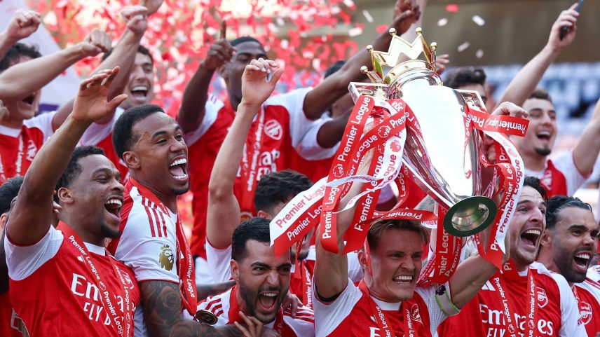 Jogadores do Arsenal, que venceram a Premier League desta temporada