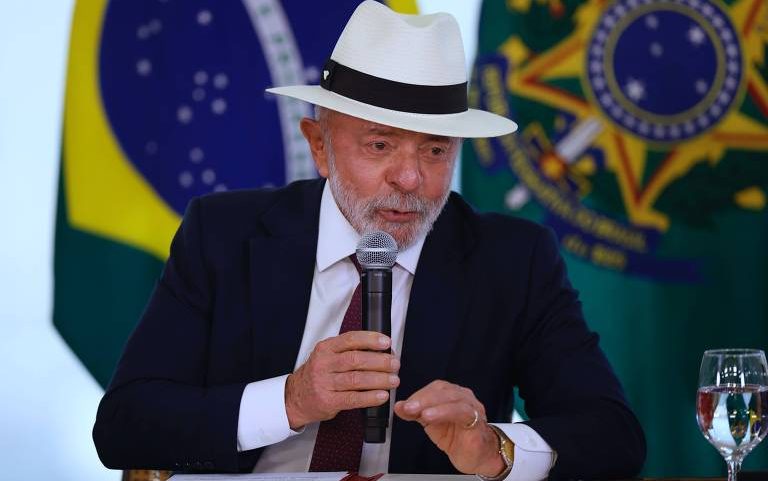 O presidente Luiz Inácio Lula da Silva (PT) durante cerimônia no Palácio do Planalto