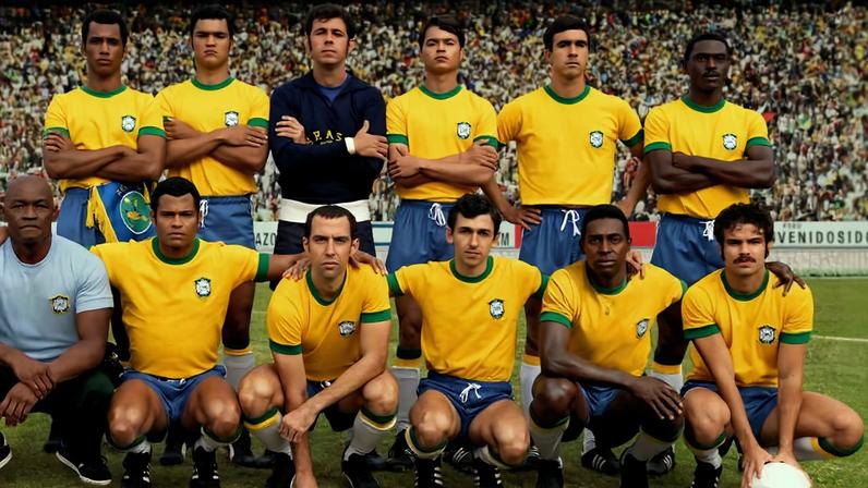 Atores formam a seleção brasileira da Copa de 1970, no México, na série 'Brasil 70 - A Saga do Tri', da Netflix