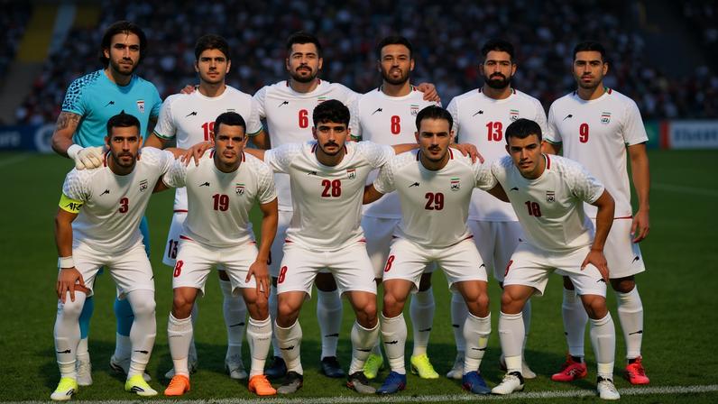 Seleção iraniana posa para foto antes de amistoso contra a Gâmbia