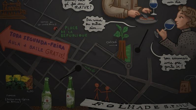 Passeio afro-ítalo-francês de artista e cronista pela cidade