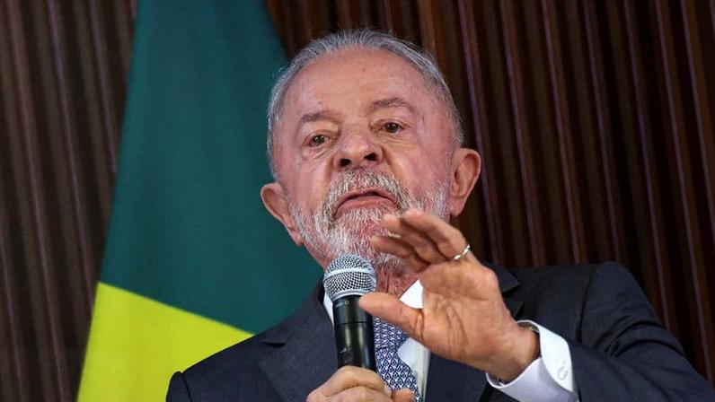 O presidente Lula (PL) em entrevista coletiva em Brasília