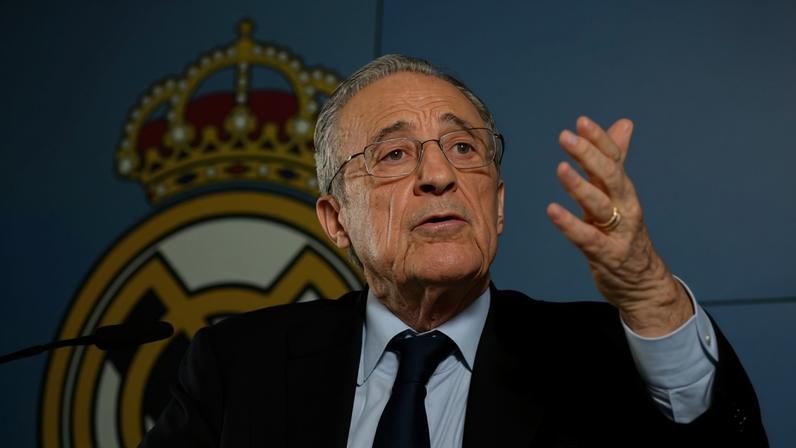 Presidente do Real Madrid, Florentino Pérez, em coletiva de imprensa
