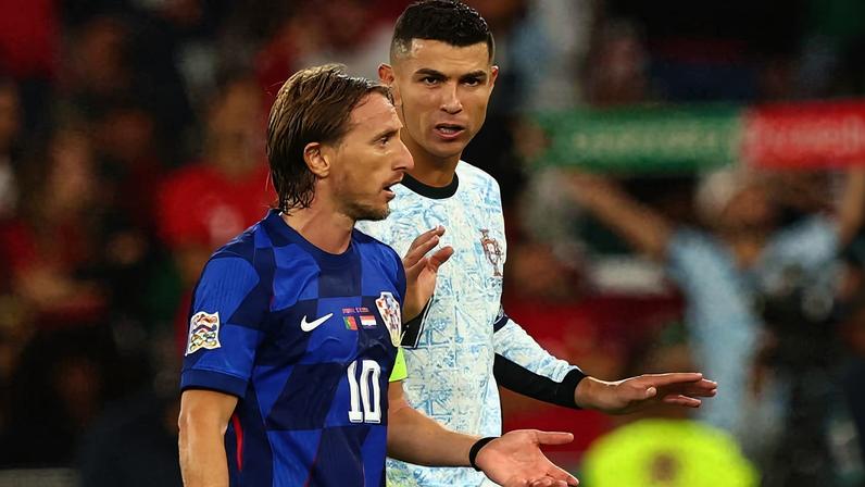Modrid e Cristiano Ronaldo durante amistoso entre Portugal e Croácia em 2024