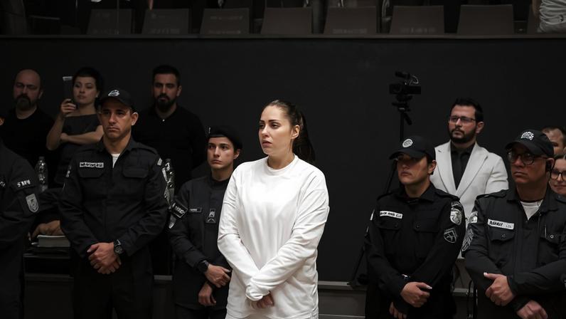 Monique Medeiros, durante julgamento pela morte do filho, Henry Borel, no Rio de Janeiro (RJ)