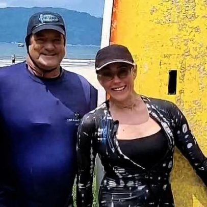 Christiane Torloni, 69, surfa pela primeira vez e celebra evolução no surfe