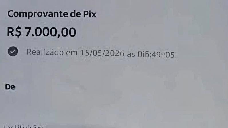 Comprovante da transferência via Pix feita para a conta do funcionário do IML