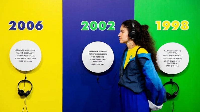 A exposição 'Brasil em Todas', sobre a seleção brasileira na Copa do Mundo, no MIS Experience, em São Paulo