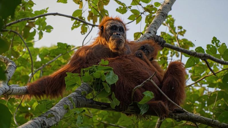 Orangotango-de-tapanuli (Pongo tapanuliensis) na floresta Batang Toru, na ilha de Sumatra