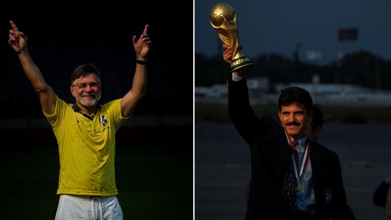 O zagueiro Ricardo Rocha com a taça conquistada pela seleção brasileira na Copa de 1994