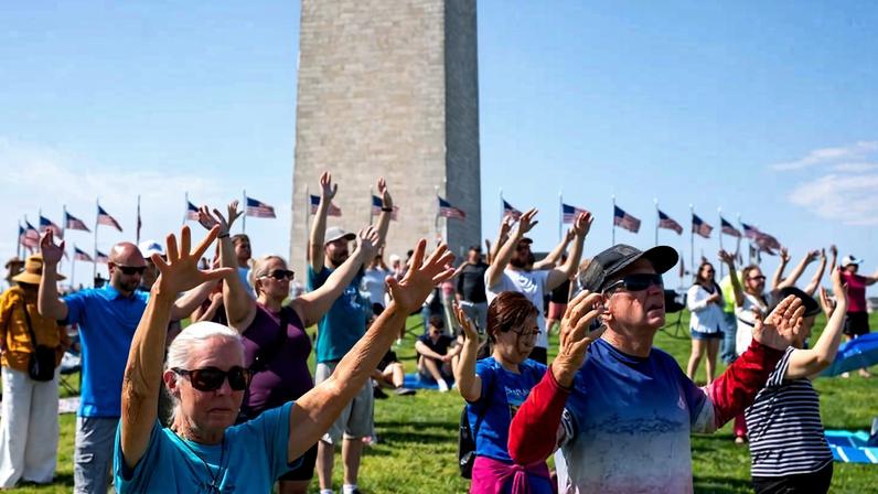 Fiéis fazem oração em Washington um dia antes de evento religioso organizado pelo governo Trump como parte da comemoração dos 250 anos da independência americana