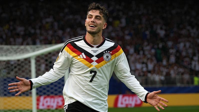 Kai Havertz festeja gol contra Curaçao; Alemanha venceu por 7 a 1 na estreia na Copa