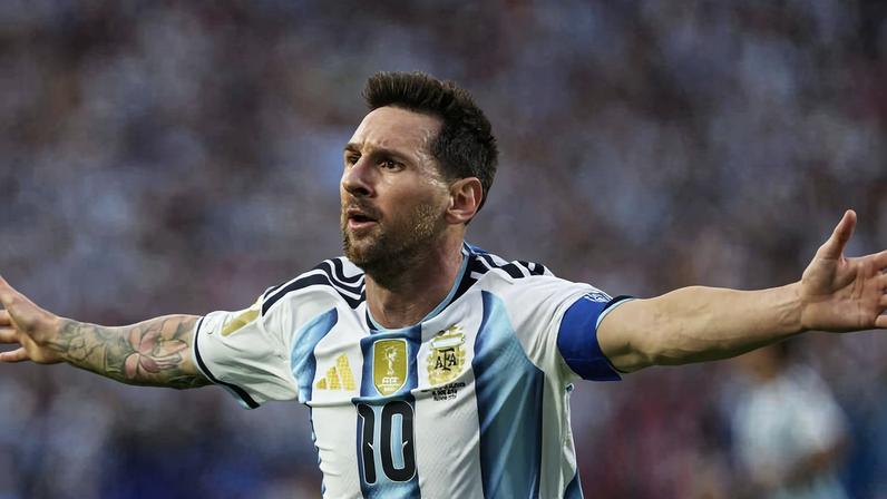 Messi celebra gol contra a Argélia