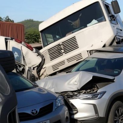 Engavetamento envolvendo carreta e seis carros acontece na Bandeirantes, em Jundiaí (SP)