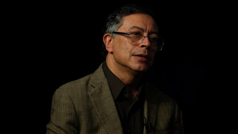 O presidente da Colômbia, Gustavo Petro, durante entrevista na Casa de Nariño, em Bogotá