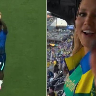 Virginia Fonseca reage a gesto de Vini Jr. durante treino da seleção
